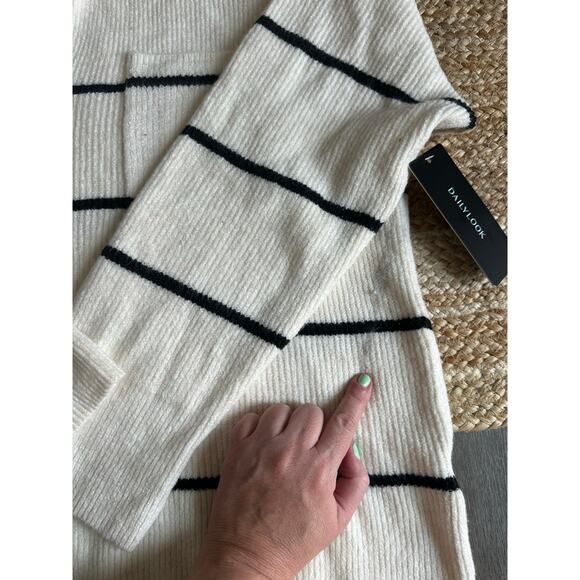 WEEKEND LOS ANGELES Women's Cressida Stripe Johnny Collar Sweater Size 1X - Picture 13 of 16